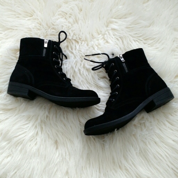lexi and Abbie Shoes - NWT Combat Boots Vegan Suede Black 7